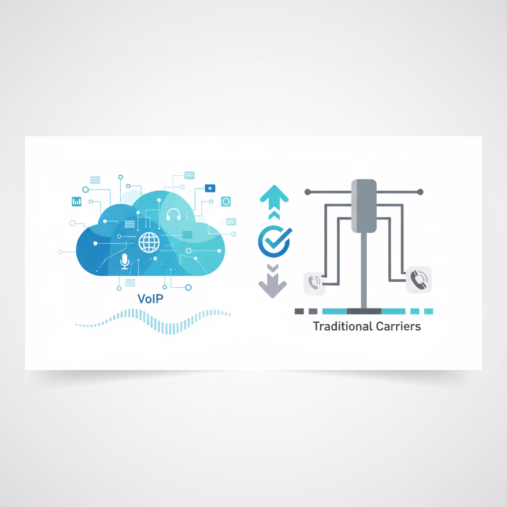 Illustration for International Calling: VoIP vs. Traditional Carriers for Business